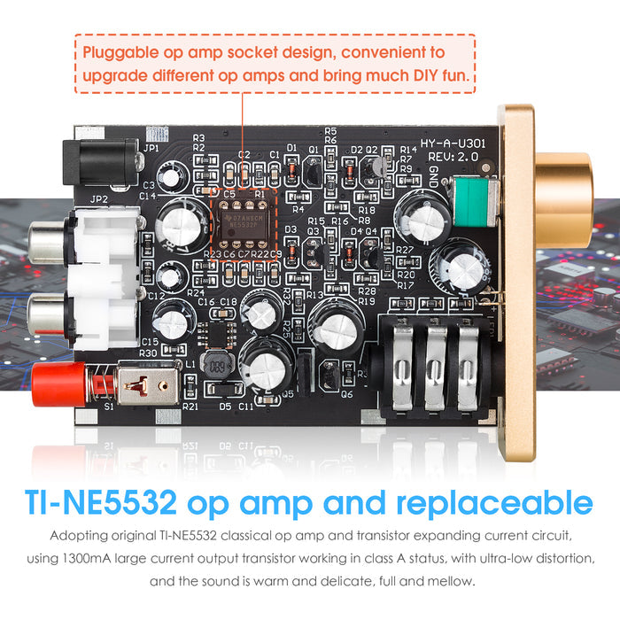 Douk Audio U3 Mini Class A Headphone Amplifier HiFi Desktop Stereo Amp for HD650/K701/DT880/T70/RS1e