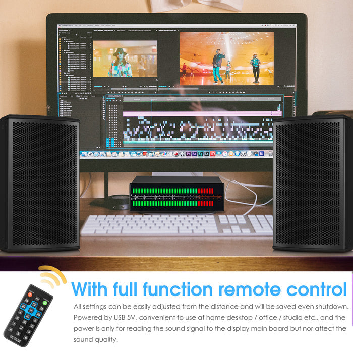 Douk Audio VU56PRO MIC+LINE Stereo RGB LED Sound Level Meter Audio Splitter Switcher Music Spectrum Visualizer