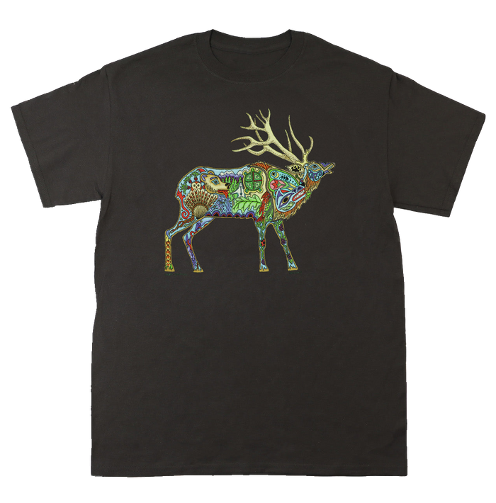 Earth Art Elk Adult Chocolate T-shirt