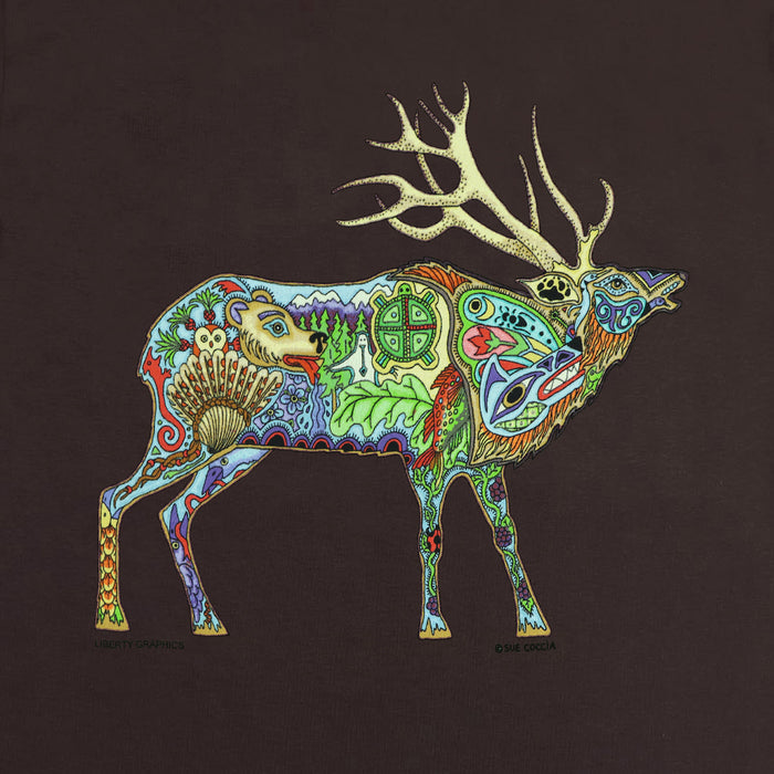 Earth Art Elk Adult Chocolate T-shirt