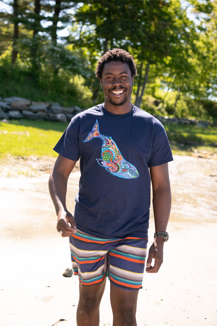 Earth Art Whale Adult Navy T-shirt