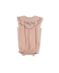 Embroidered Bow Detail Bib Romper - Junees