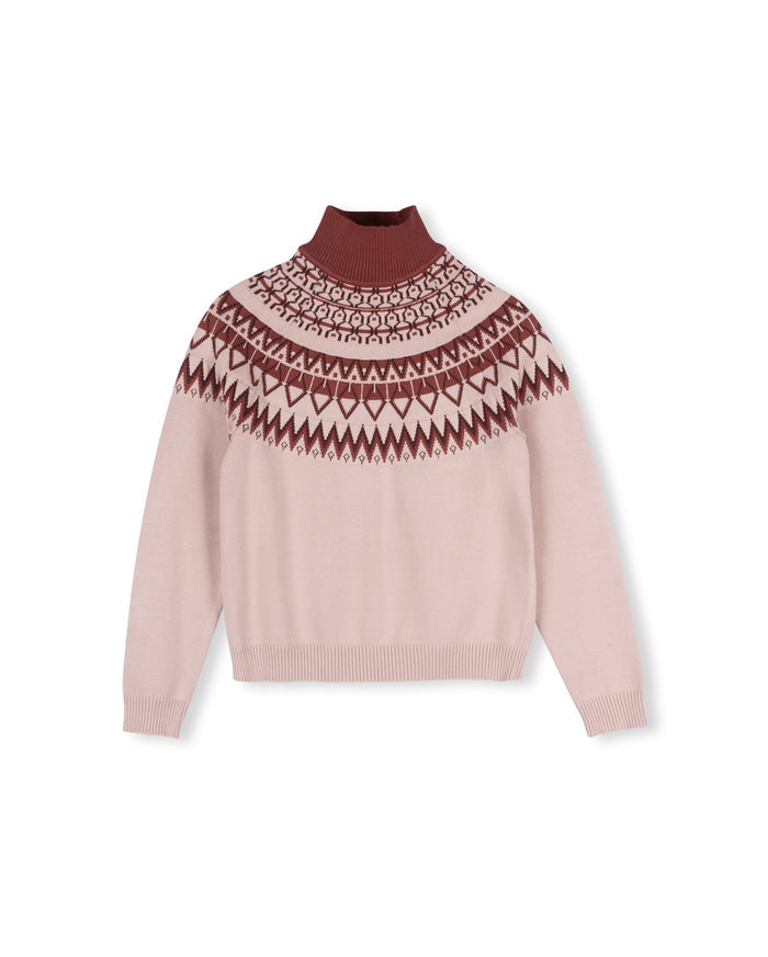 Faint Fair Isle Mock Neck Sweater - Junees