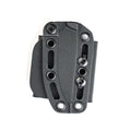 Kydex sheath for the Freezout knife, featuring multiple attachment points for secure carrying options.
