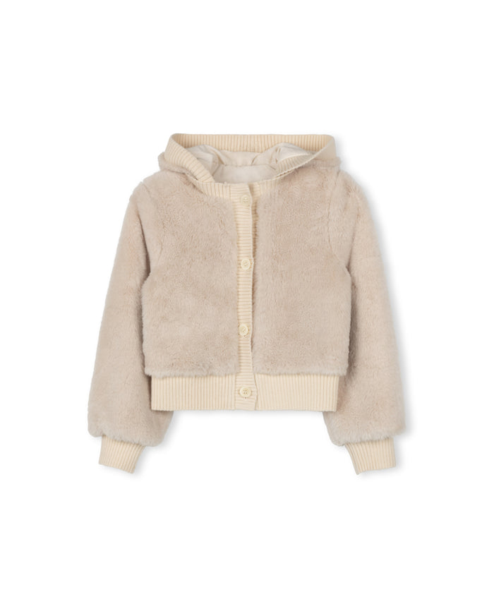 Fuzzy Ribbed Cuffing Coat - Junees
