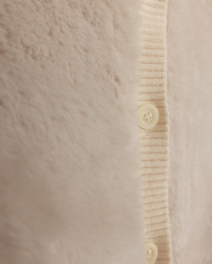 Fuzzy Ribbed Cuffing Coat - Junees