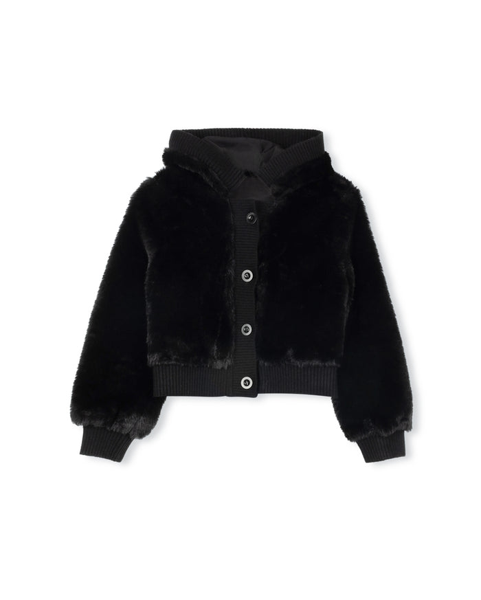 Fuzzy Ribbed Cuffing Coat - Junees