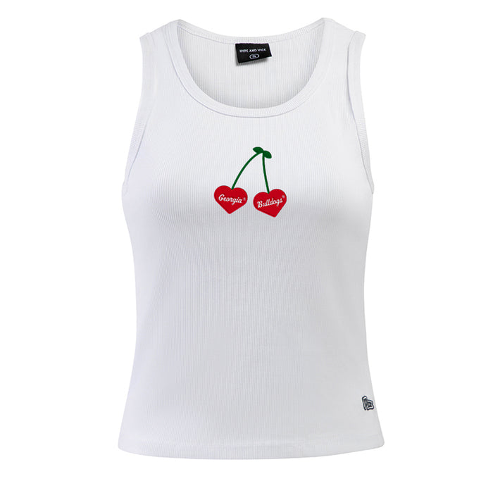 Georgia Bulldogs Embroidered Cherry Ribbed Tank Top