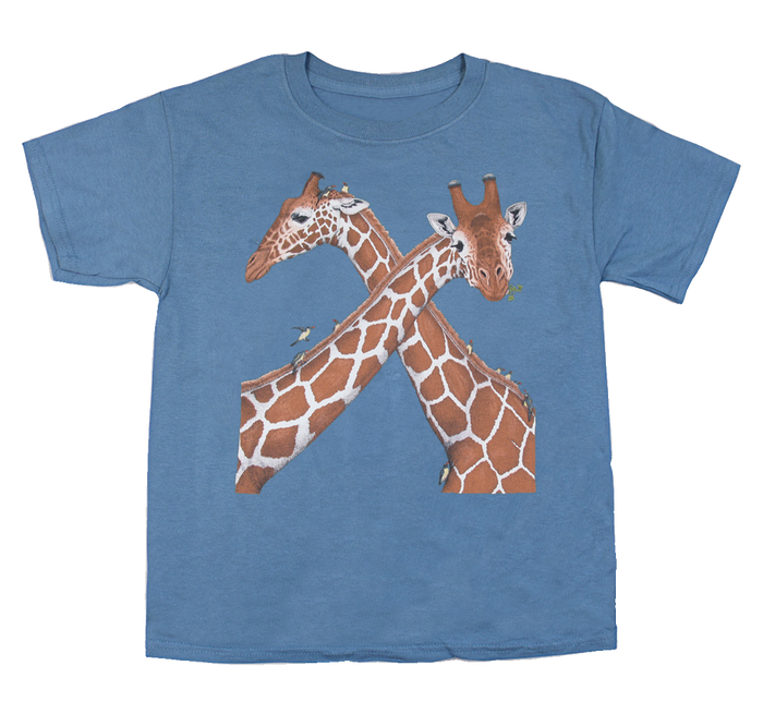 Giraffes Lunching Youth Indigo T-shirt