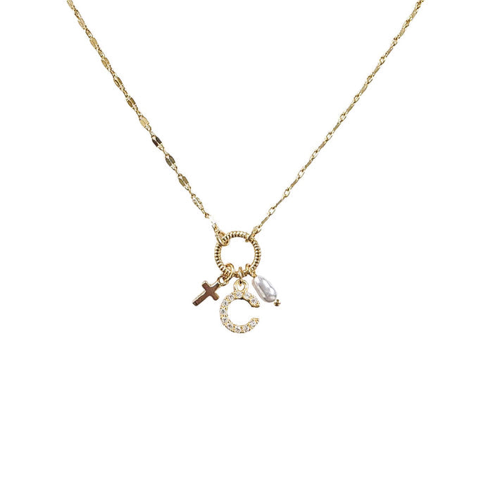 Gold Initial Charm Necklace