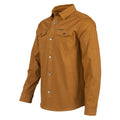Coyote-colored Hamilton shacket featuring a button-up front, chest pockets, and a classic collar for versatile outdoor wear.