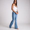 High Rise Flare Medium Wash Jeans