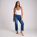 High Rise Straight Crop Dark Wash Jeans