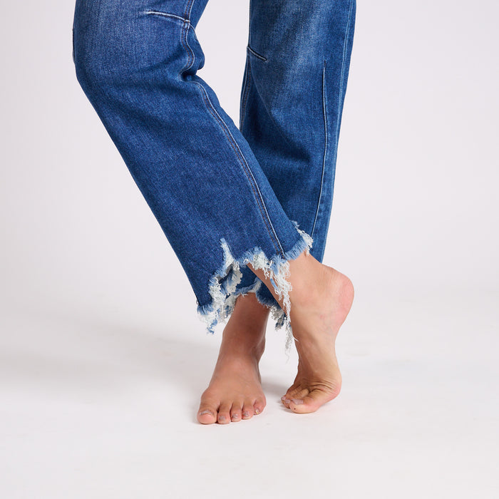 High Rise Straight Crop Dark Wash Jeans