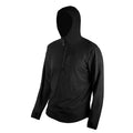 Highline half-zip hoodie in black, featuring a hood and long sleeves, designed for outdoor and everyday wear.
