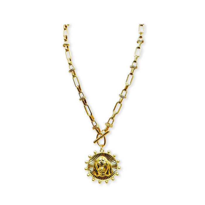 Hound Medallion Gold Necklace