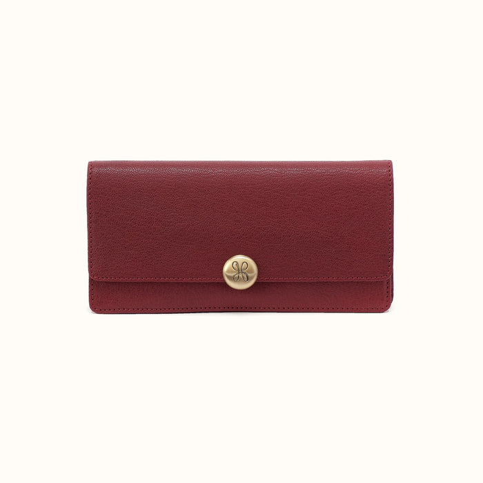 Hutton Large Wallet in Micrograin Leather - Red Dahlia- FOL