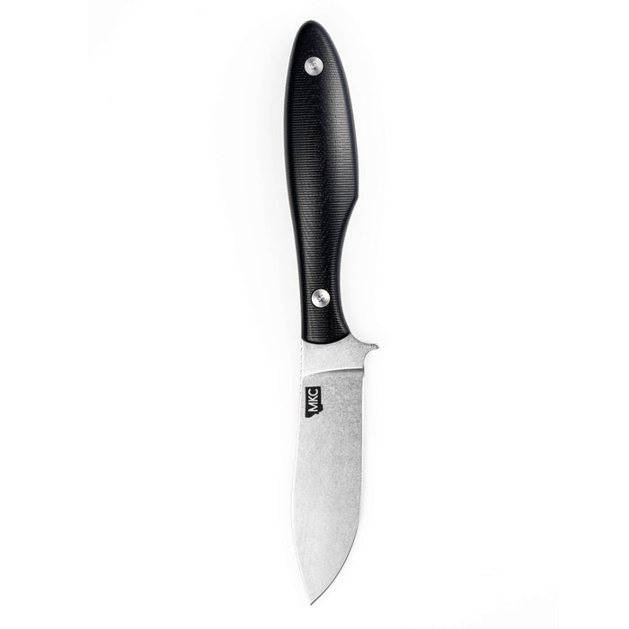 JACKSTONE knife in black with a sleek handle and a stainless steel blade, designed for outdoor and everyday use.
