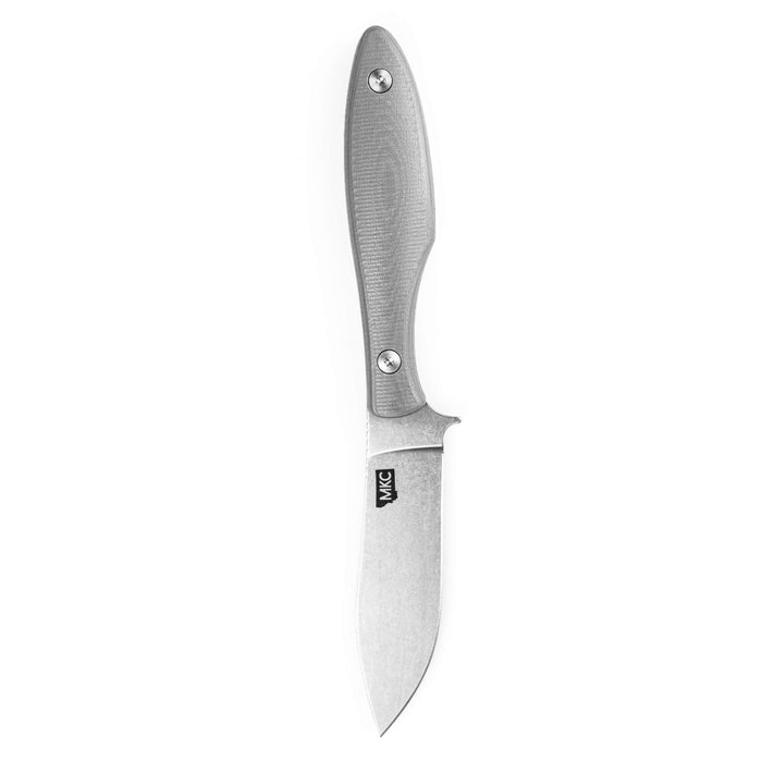 JACKSTONE knife in grey with a sleek design, featuring a stainless steel blade and textured handle for grip.