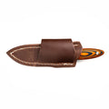 Horizontal belt carry leather sheath for Jackstone knife, featuring durable brown leather and secure stitching.