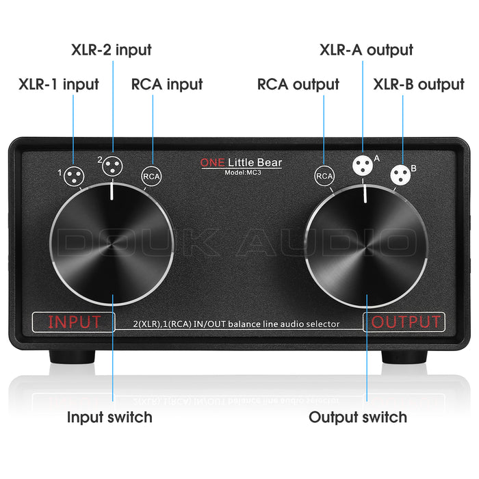 Little Bear MC3 3-IN-3-OUT XLR Balanced / RCA Stereo Converter Audio Selector Box Passive Preamp