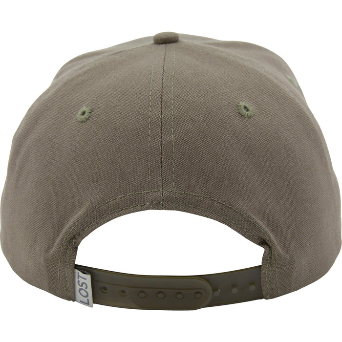 OL’ TOM olive snapback hat with adjustable plastic closure and back panel stitching detail.