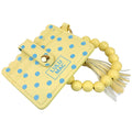 Lulu Mac Beaded Dot Wristlet in Butter and Blue