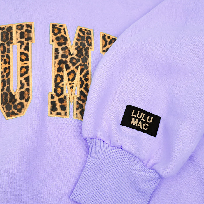 Lulu Mac Leopard Print Crewneck Sweatshirt in Lavender