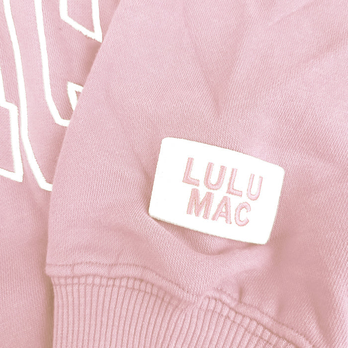 Lulu Mac Open Letter Mockneck Sweatshirt in Light Pink