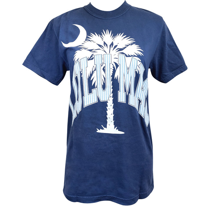 Lulu Mac Palmetto Tree Short Sleeve T-Shirt in China Blue
