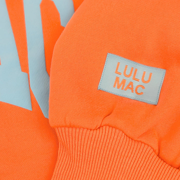Lulu Mac Puff Crewneck Sweatshirt in Orange and Blue