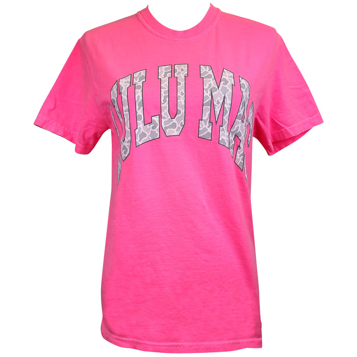 Lulu Mac White Camo Fill Short Sleeve T-Shirt in Neon Pink
