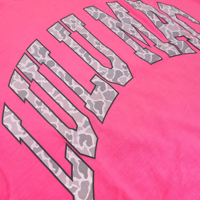 Lulu Mac White Camo Fill Short Sleeve T-Shirt in Neon Pink