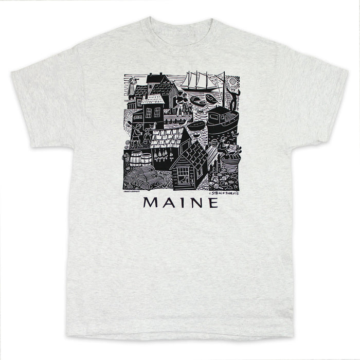 Maine Waterfront Adult Ash T-shirt
