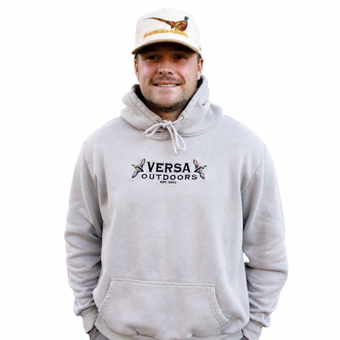 Mallard Embroidered Hoodie in Grey