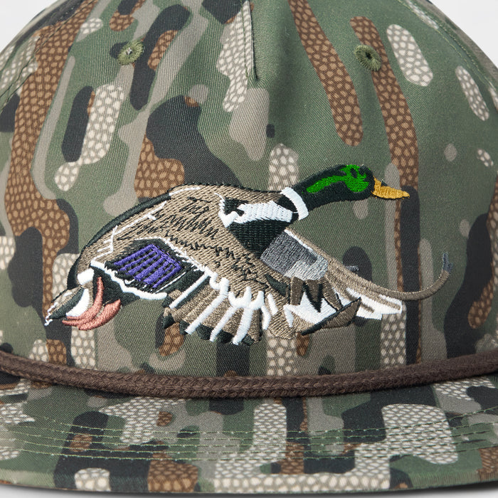 Mallard Rope Snapback in Woodland Camo
