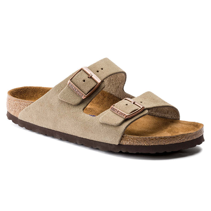 Birkenstock Men's Arizona Soft Footbed Suede Leather Sandals in Taupe