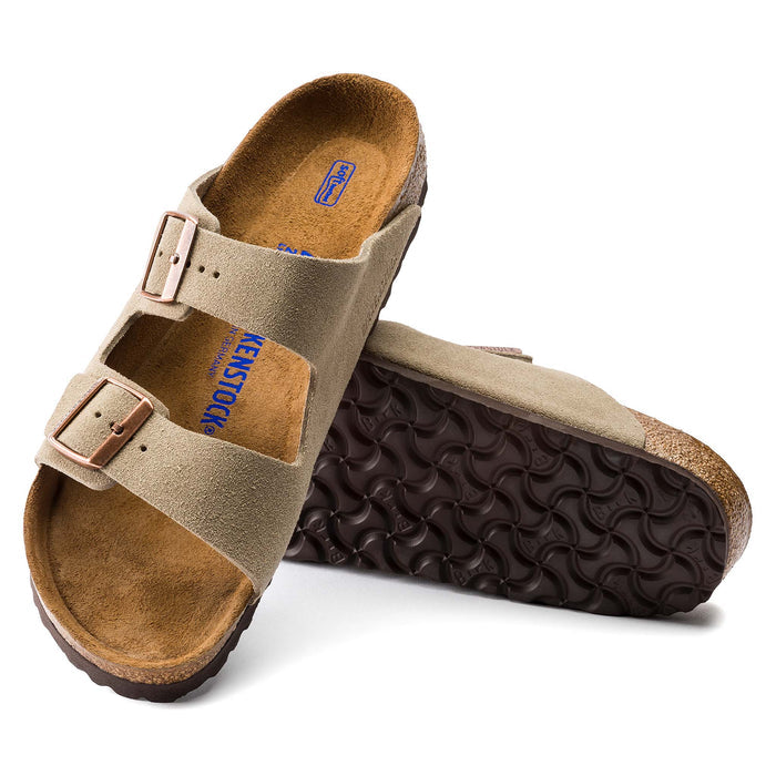 Birkenstock Men's Arizona Soft Footbed Suede Leather Sandals in Taupe