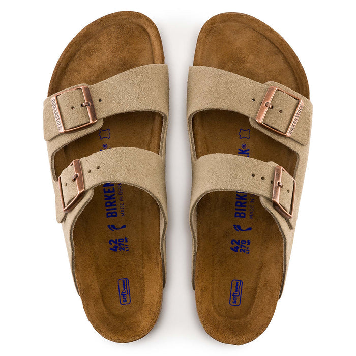 Birkenstock Men's Arizona Soft Footbed Suede Leather Sandals in Taupe