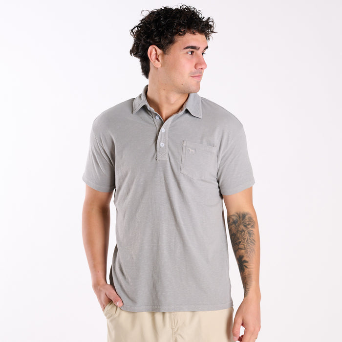 Men's Seaside Washed Polo in Silver