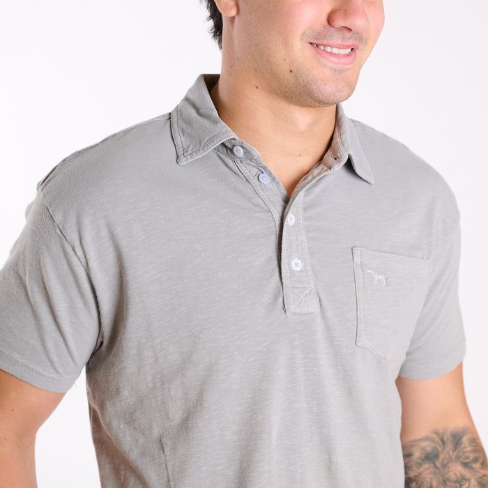 Men's Seaside Washed Polo in Silver