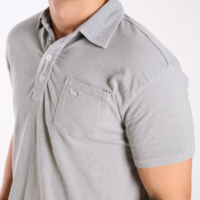 Men's Seaside Washed Polo in Silver
