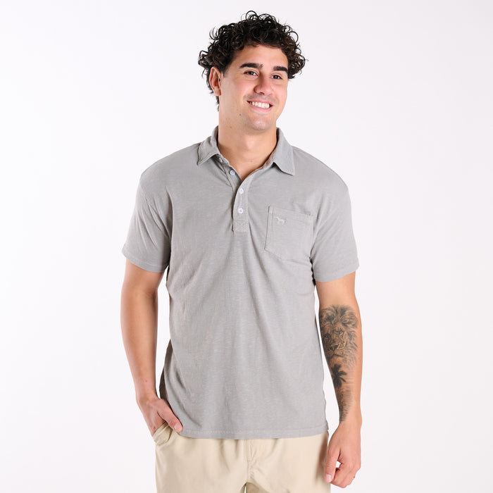 Men's Seaside Washed Polo in Silver