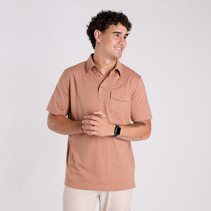 Men's Western Polo in Mocha