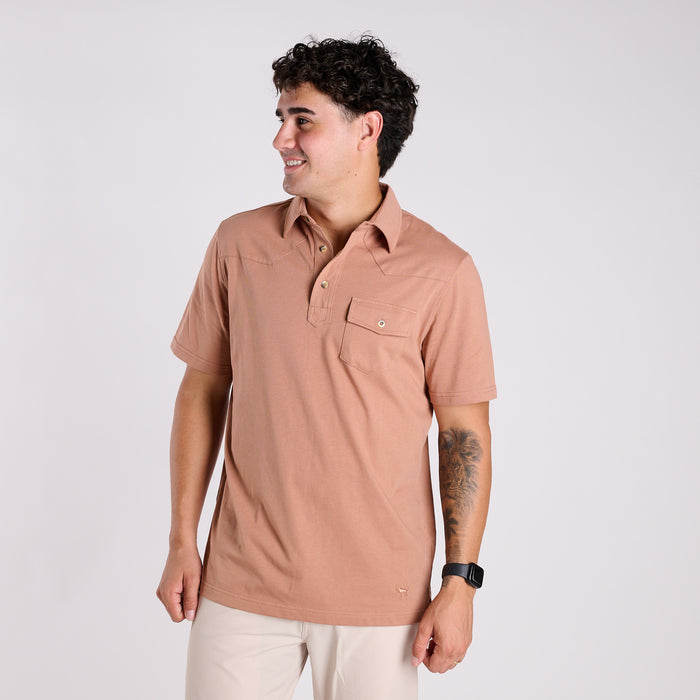 Men's Western Polo in Mocha