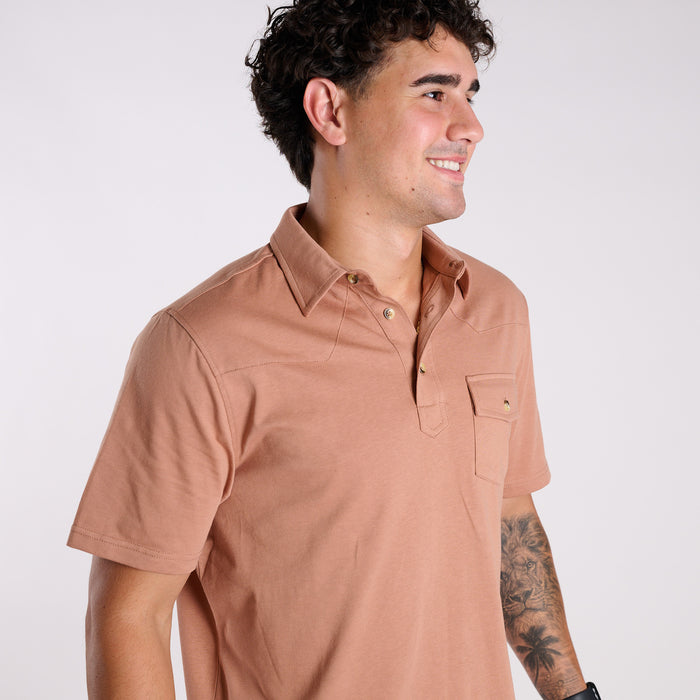 Men's Western Polo in Mocha