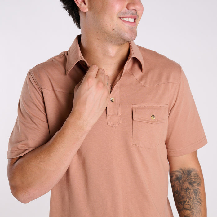 Men's Western Polo in Mocha