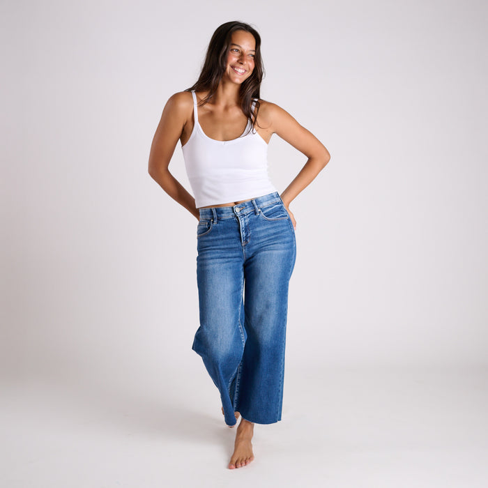Mid Rise Crop Wide Jeans