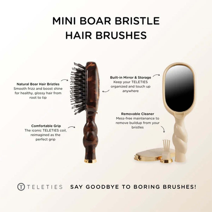 Mini Boar Bristle Hair Brush in Tortoise Shell