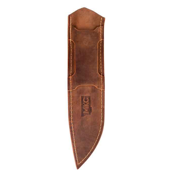 MKC Chopper leather sheath designed for durability and protection of knives, featuring a classic brown finish.